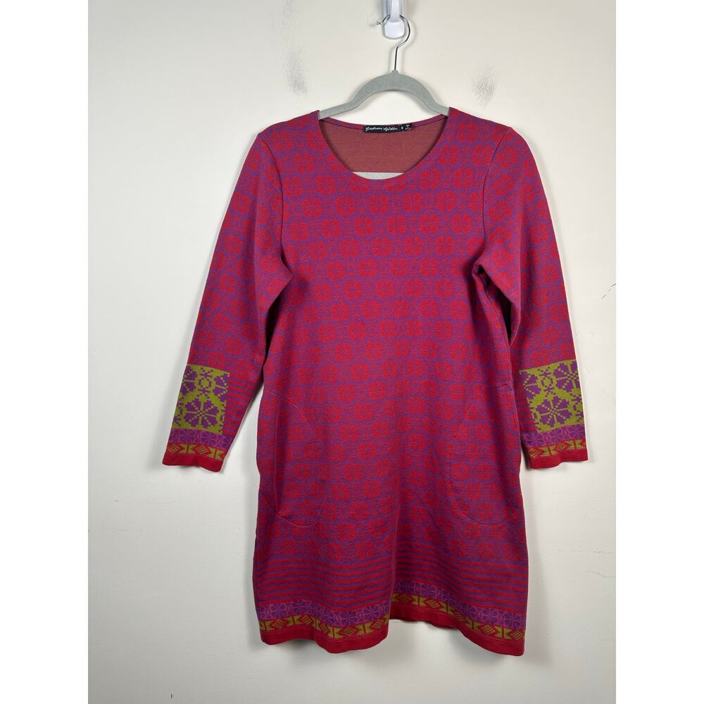 Gudrun Sjödén Sweater Dress Women Small Red Excellent Organic Cotton Pockets